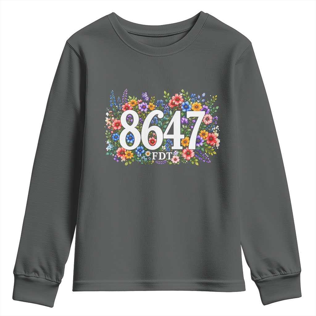 86 47 Floral Boho Style Youth Sweatshirt Subtle FDT TS14 Dark Heather Print Your Wear