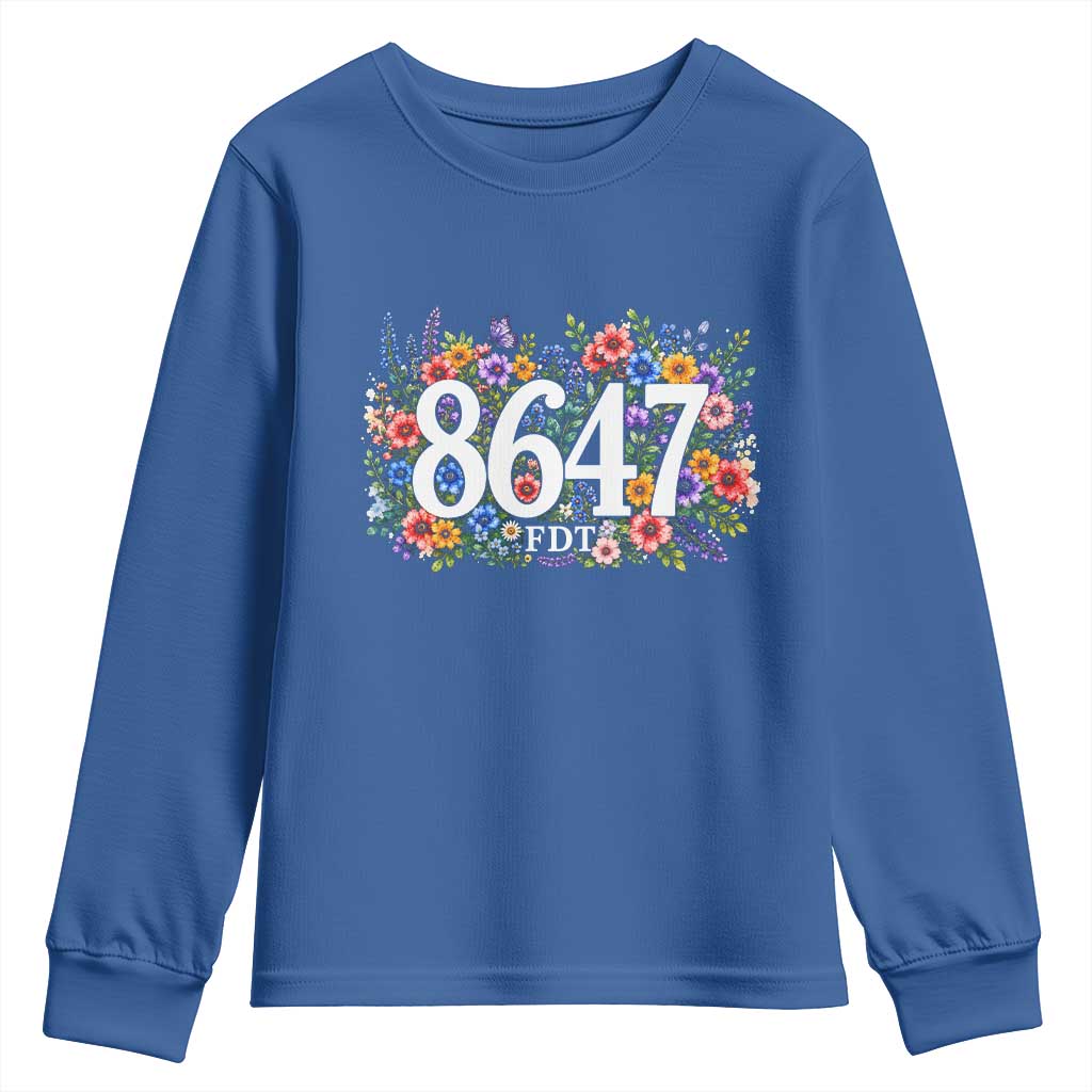 86 47 Floral Boho Style Youth Sweatshirt Subtle FDT TS14 Royal Blue Print Your Wear
