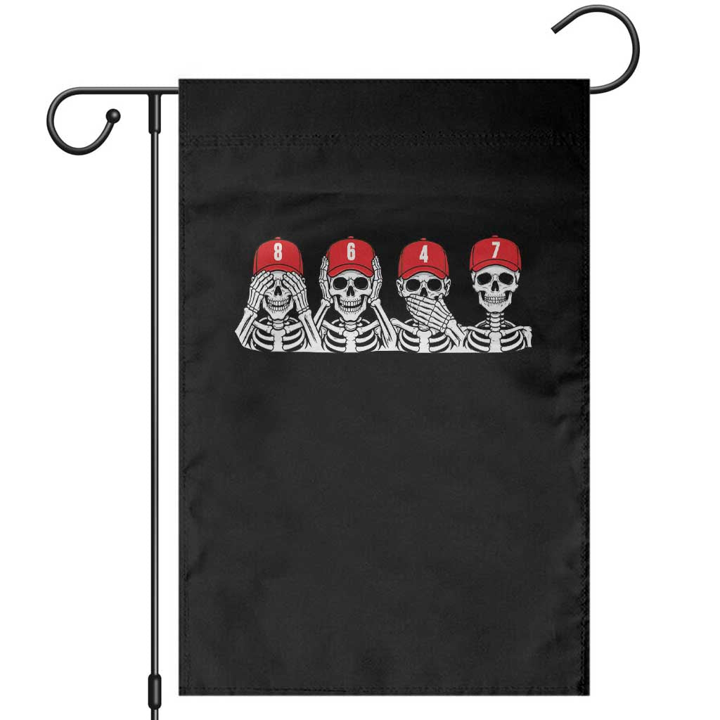 86 47 Subtle Anti FDT Garden Flag Funny Skeleton Wearing Hat Sarcastic Political TS14 Black Print Your Wear