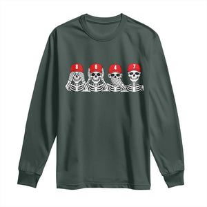 86 47 Subtle Anti FDT Long Sleeve Shirt Funny Skeleton Wearing Hat Sarcastic Political TS14 Dark Forest Green Print Your Wear