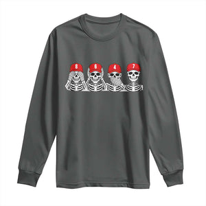 86 47 Subtle Anti FDT Long Sleeve Shirt Funny Skeleton Wearing Hat Sarcastic Political TS14 Dark Heather Print Your Wear