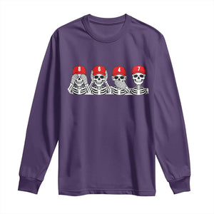 86 47 Subtle Anti FDT Long Sleeve Shirt Funny Skeleton Wearing Hat Sarcastic Political TS14 Purple Print Your Wear