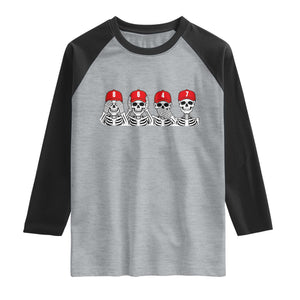 86 47 Subtle Anti FDT Raglan Shirt Funny Skeleton Wearing Hat Sarcastic Political TS14 Heather Gray Black Print Your Wear
