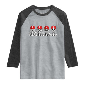 86 47 Subtle Anti FDT Raglan Shirt Funny Skeleton Wearing Hat Sarcastic Political TS14 Heather Gray Heather Charcoal Print Your Wear