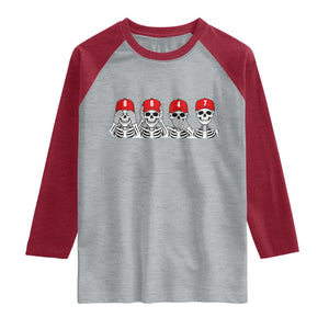 86 47 Subtle Anti FDT Raglan Shirt Funny Skeleton Wearing Hat Sarcastic Political TS14 Heather Gray Heather Red Print Your Wear