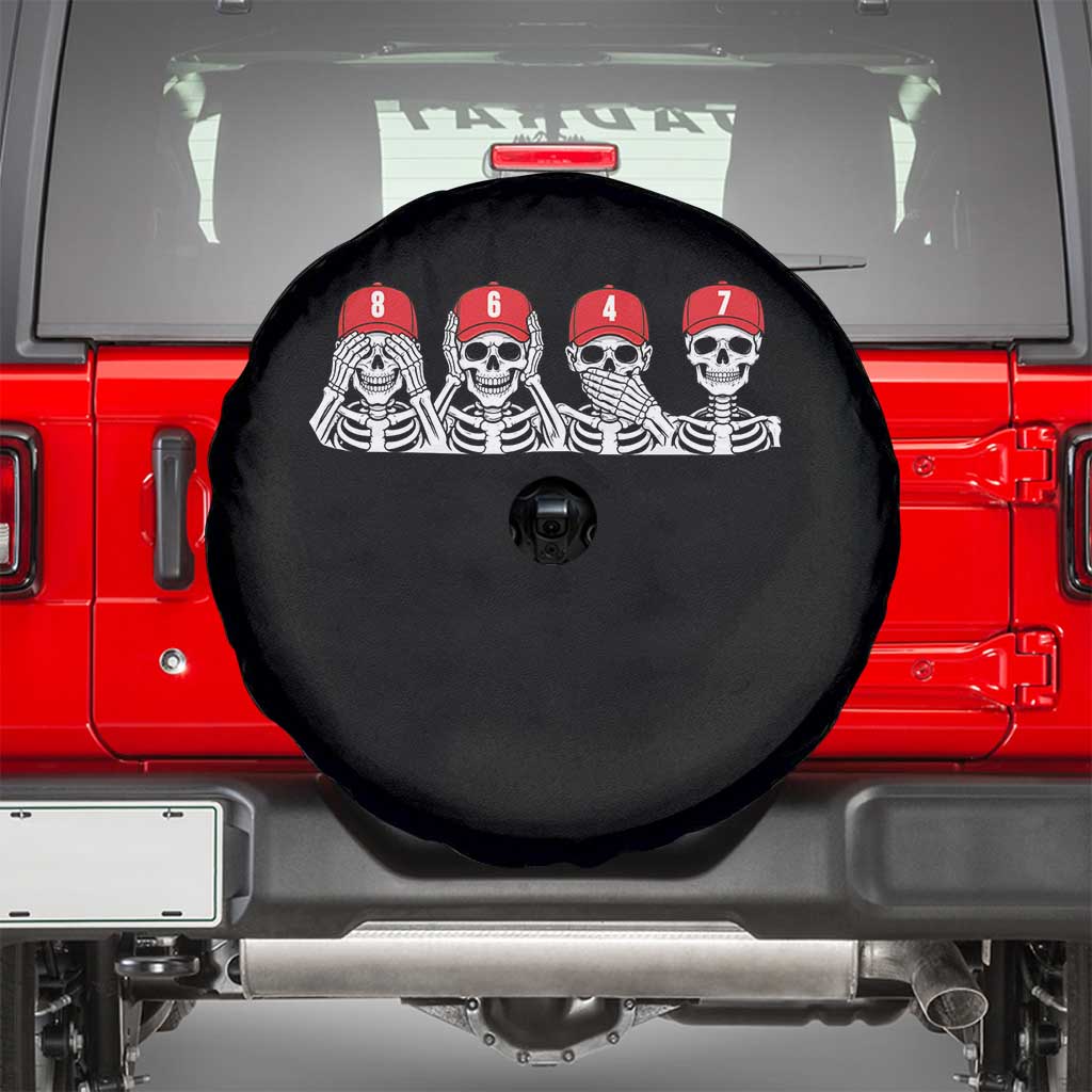 86 47 Subtle Anti FDT Spare Tire Cover Funny Skeleton Wearing Hat Sarcastic Political TS14 Black Print Your Wear