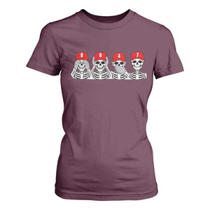86 47 Subtle Anti FDT T Shirt For Women Funny Skeleton Wearing Hat Sarcastic Political TS14 Maroon Print Your Wear