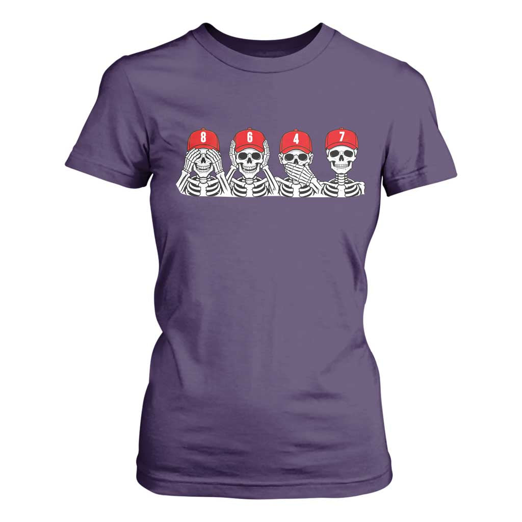 86 47 Subtle Anti FDT T Shirt For Women Funny Skeleton Wearing Hat Sarcastic Political TS14 Purple Print Your Wear