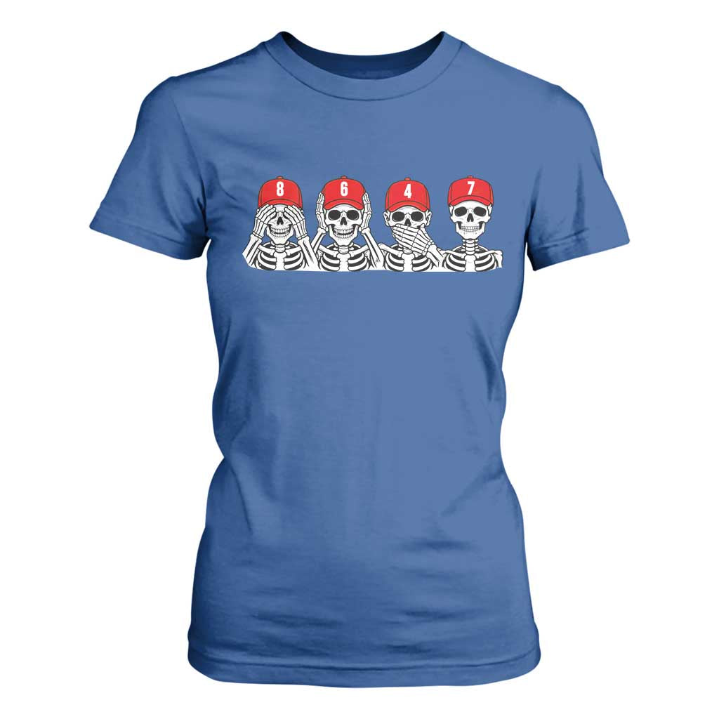 86 47 Subtle Anti FDT T Shirt For Women Funny Skeleton Wearing Hat Sarcastic Political TS14 Royal Blue Print Your Wear