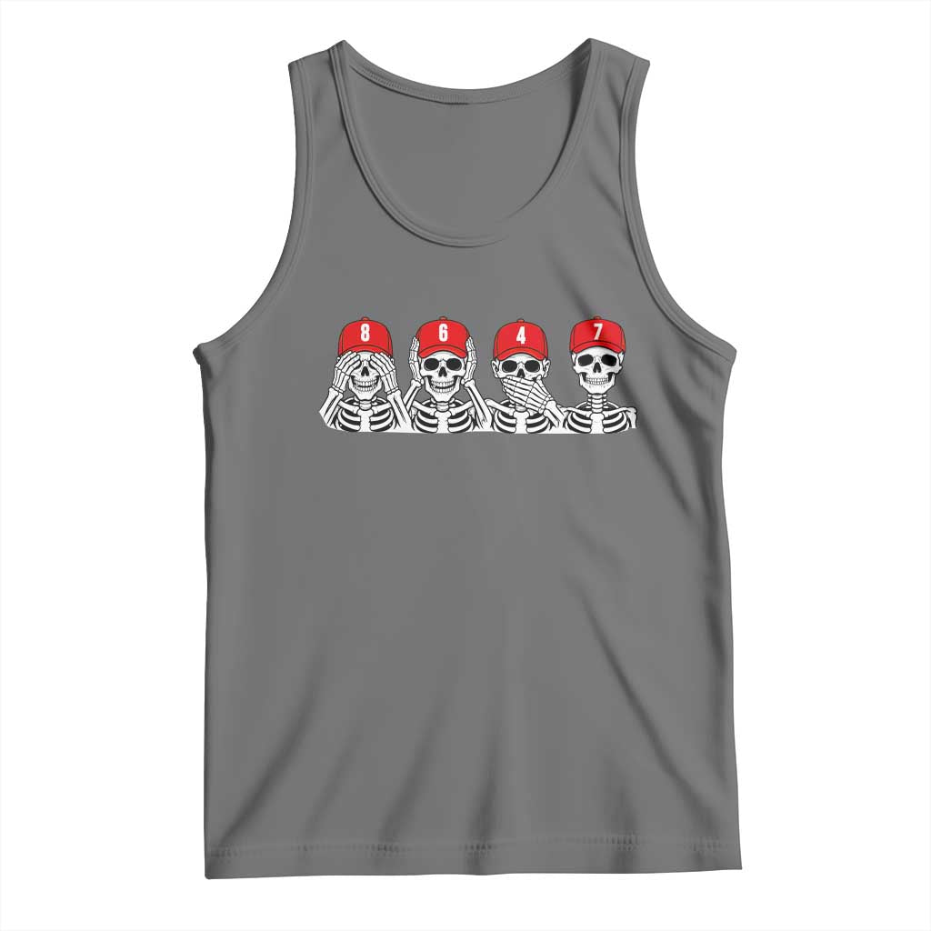 86 47 Subtle Anti FDT Tank Top Funny Skeleton Wearing Hat Sarcastic Political TS14 Black Heather Print Your Wear