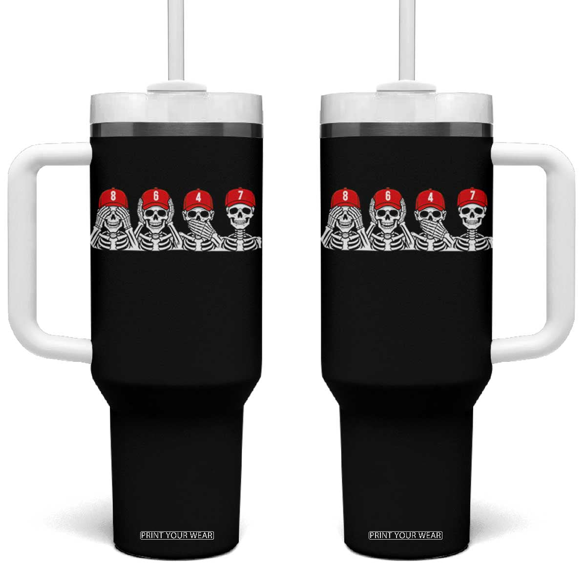 86 47 Subtle Anti FDT Tumbler With Handle Funny Skeleton Wearing Hat Sarcastic Political TS14 One Size: 40 oz Black Print Your Wear