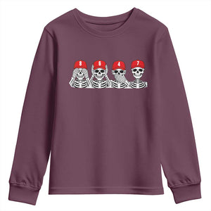 86 47 Subtle Anti FDT Youth Sweatshirt Funny Skeleton Wearing Hat Sarcastic Political TS14 Maroon Print Your Wear