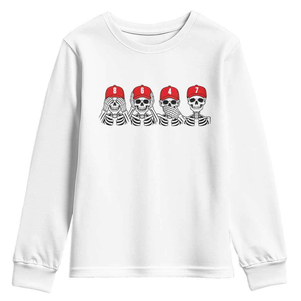 86 47 Subtle Anti FDT Youth Sweatshirt Funny Skeleton Wearing Hat Sarcastic Political TS14 White Print Your Wear