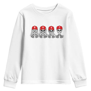 86 47 Subtle Anti FDT Youth Sweatshirt Funny Skeleton Wearing Hat Sarcastic Political TS14 White Print Your Wear