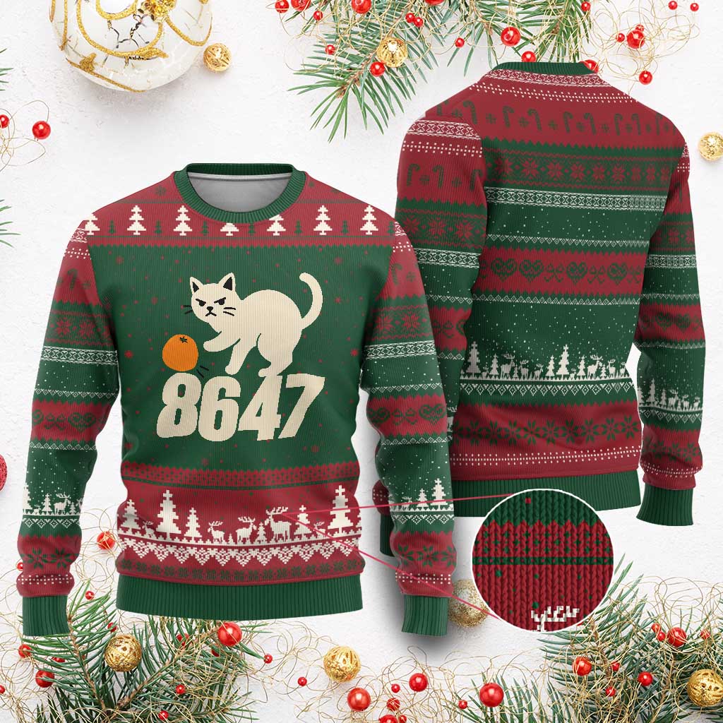 8647 FDT Ugly Christmas Sweater Funny Cat Political Meme TS14 Red Green Print Your Wear