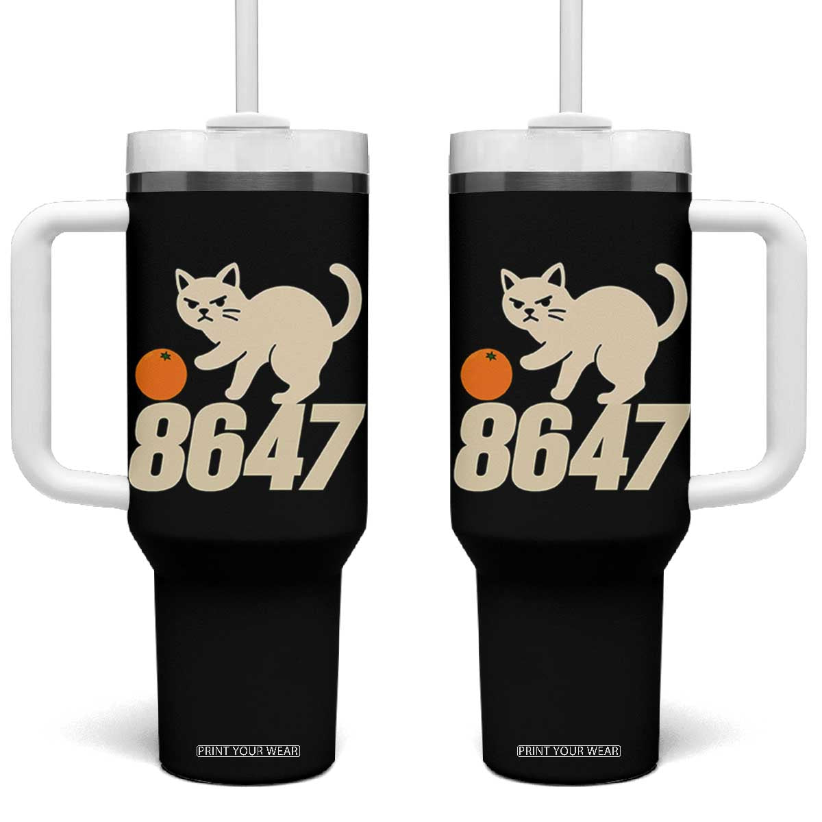 8647 FDT Tumbler With Handle Funny Cat Political Meme TS14 One Size: 40 oz Black Print Your Wear