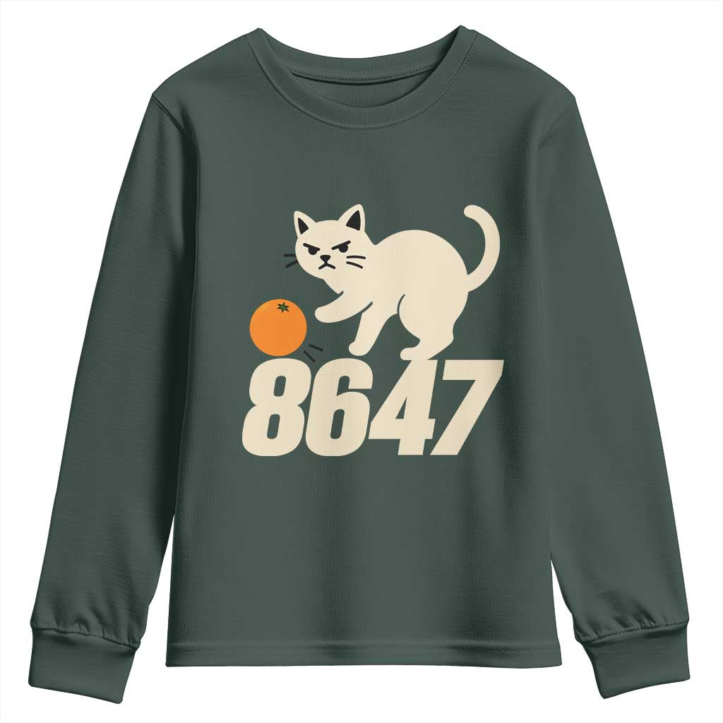 8647 FDT Youth Sweatshirt Funny Cat Political Meme TS14 Dark Forest Green Print Your Wear