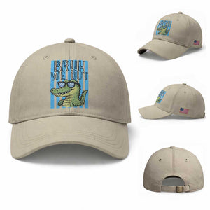 Bruh We Out Alligator Baseball Cap Last Day of School Teacher TS14 Baseball Cap Universal Fit Beige Print Your Wear