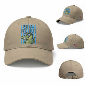 Bruh We Out Alligator Baseball Cap Last Day of School Teacher TS14 Baseball Cap Universal Fit Khaki Print Your Wear