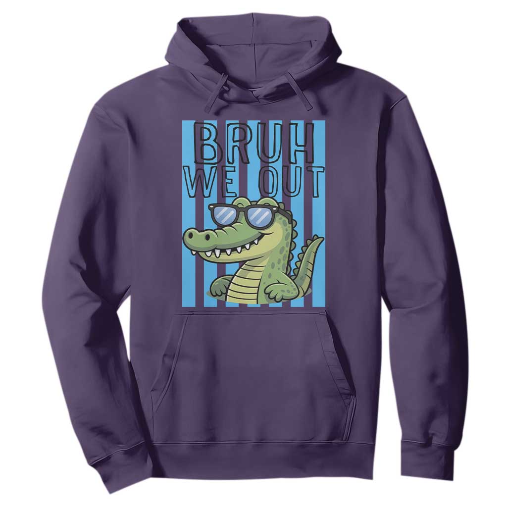 Bruh We Out Alligator Hoodie Last Day of School Teacher TS14 Purple Print Your Wear