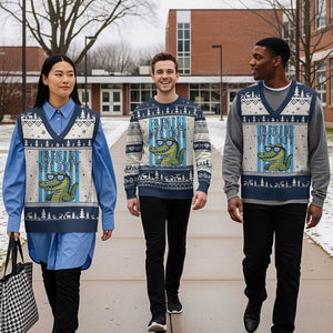Bruh We Out Alligator V-Neck Knit Sweater Vest Last Day of School Teacher TS14 Beige Navy Print Your Wear