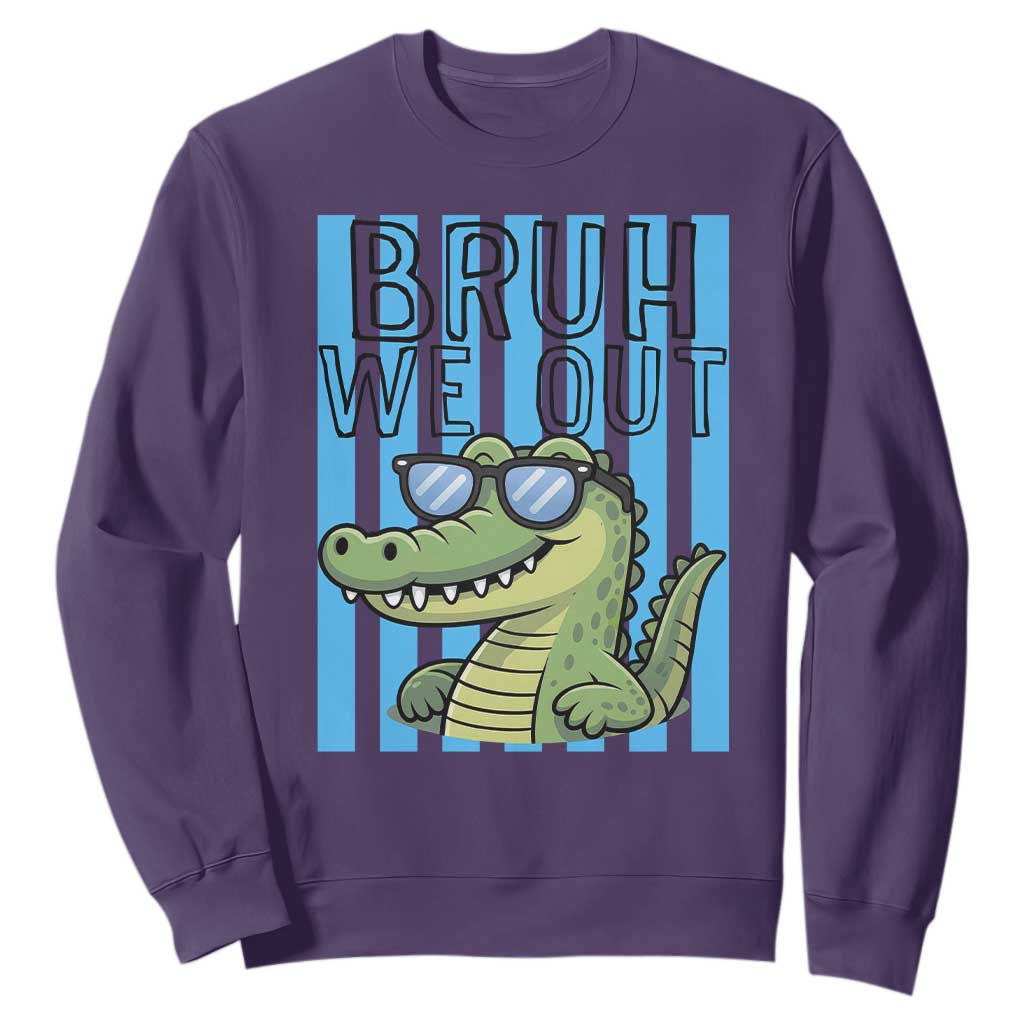 Bruh We Out Alligator Sweatshirt Last Day of School Teacher TS14 Purple Print Your Wear