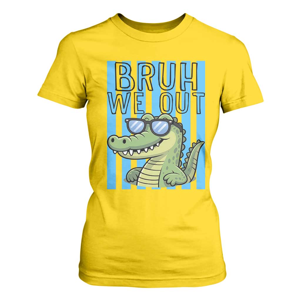 Bruh We Out Alligator T Shirt For Women Last Day of School Teacher TS14 Daisy Print Your Wear