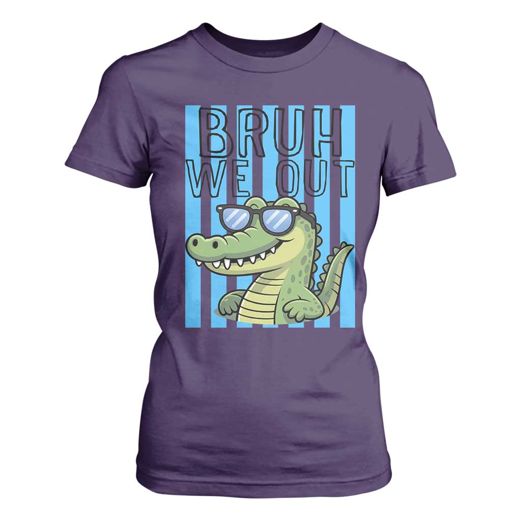 Bruh We Out Alligator T Shirt For Women Last Day of School Teacher TS14 Purple Print Your Wear