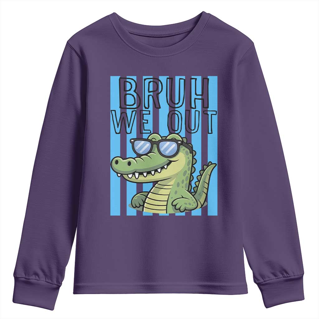 Bruh We Out Alligator Youth Sweatshirt Last Day of School Teacher TS14 Purple Print Your Wear
