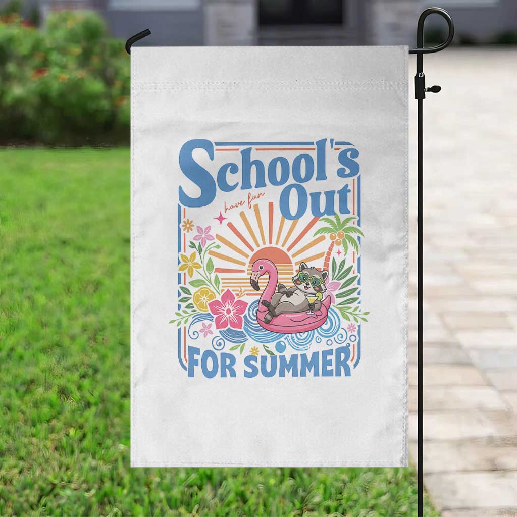 School's Out For Summer Garden Flag Funny Raccoon Last Day of School Teacher TS14 Print Your Wear
