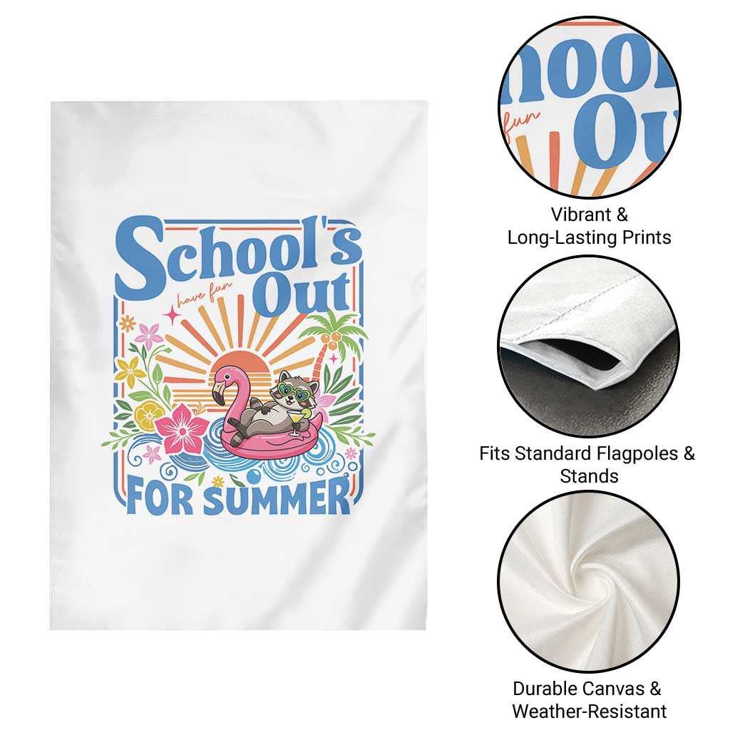 School's Out For Summer Garden Flag Funny Raccoon Last Day of School Teacher TS14 Print Your Wear