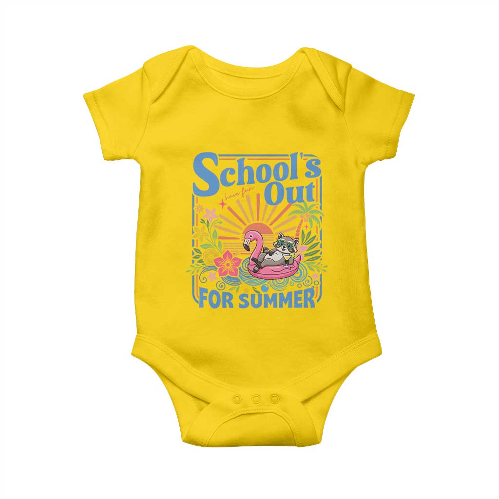 School's Out For Summer Baby Onesie Funny Raccoon Last Day of School Teacher TS14 Daisy Print Your Wear