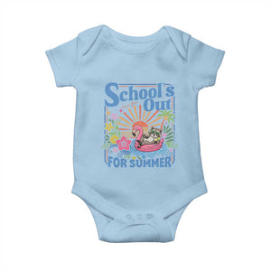 School's Out For Summer Baby Onesie Funny Raccoon Last Day of School Teacher TS14 Light Blue Print Your Wear