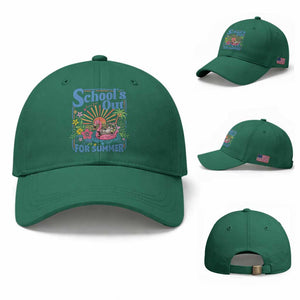 School's Out For Summer Baseball Cap Funny Raccoon Last Day of School Teacher TS14 Baseball Cap Universal Fit Irish Green Print Your Wear