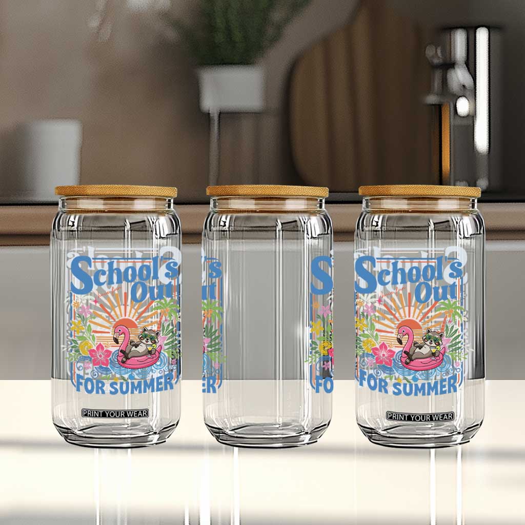 School's Out For Summer Glass Can Funny Raccoon Last Day of School Teacher TS14 Print Your Wear