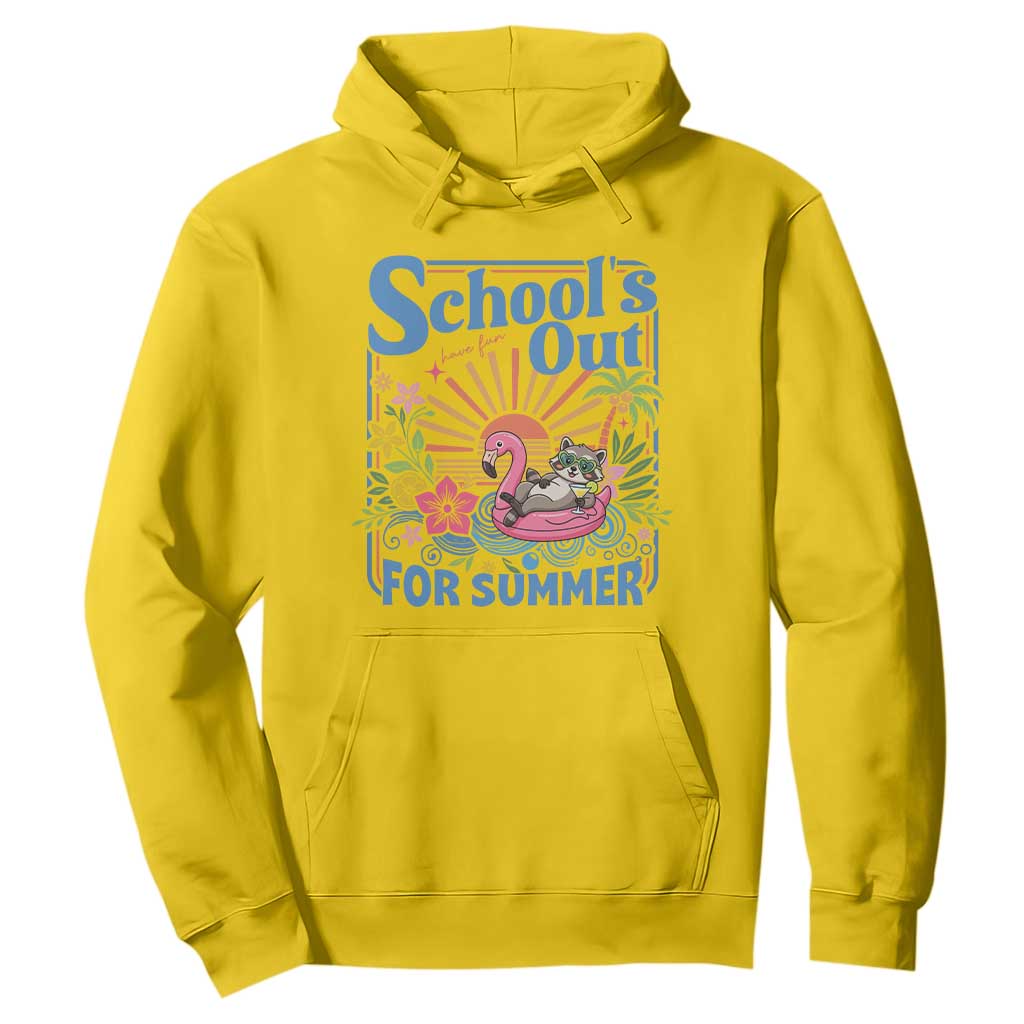 School's Out For Summer Hoodie Funny Raccoon Last Day of School Teacher TS14 Daisy Print Your Wear