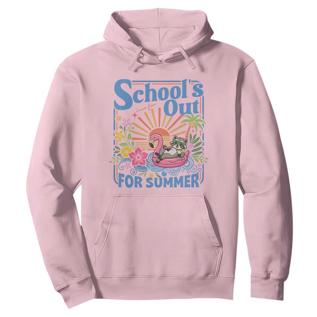 School's Out For Summer Hoodie Funny Raccoon Last Day of School Teacher TS14 Light Pink Print Your Wear