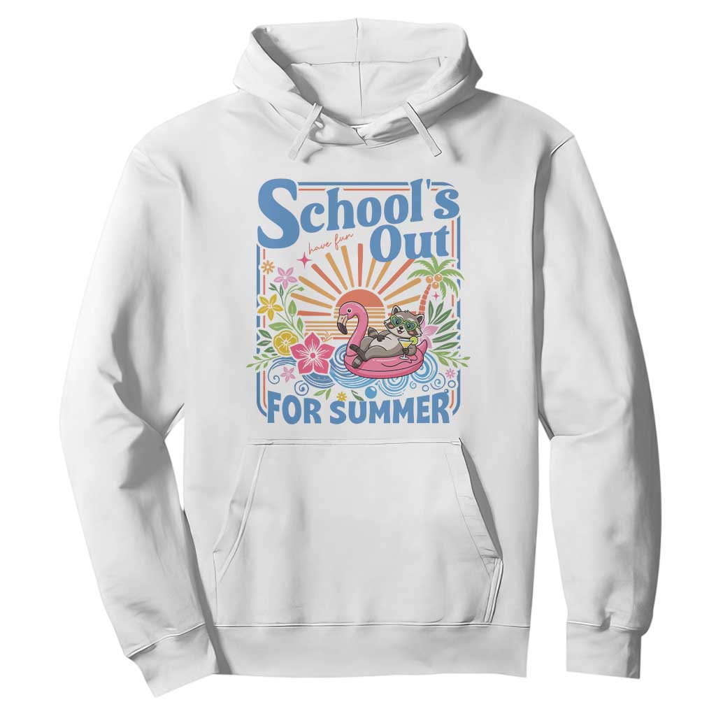 School's Out For Summer Hoodie Funny Raccoon Last Day of School Teacher TS14 White Print Your Wear