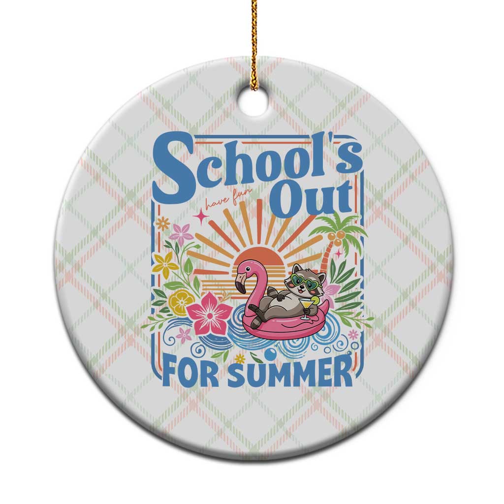 School's Out For Summer Ceramic Ornament Funny Raccoon Last Day of School Teacher TS14 1pc Christmas Plaid Print Your Wear