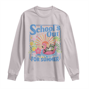 School's Out For Summer Long Sleeve Shirt Funny Raccoon Last Day of School Teacher TS14 Ice Gray Print Your Wear