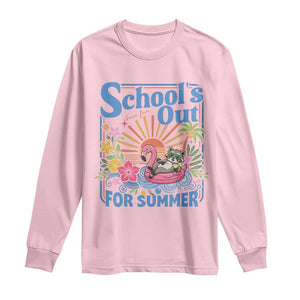 School's Out For Summer Long Sleeve Shirt Funny Raccoon Last Day of School Teacher TS14 Light Pink Print Your Wear