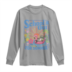 School's Out For Summer Long Sleeve Shirt Funny Raccoon Last Day of School Teacher TS14 Sport Gray Print Your Wear