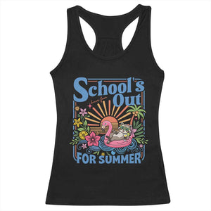 School's Out For Summer Racerback Tank Top Funny Raccoon Last Day of School Teacher TS14 Black Print Your Wear