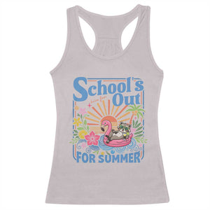 School's Out For Summer Racerback Tank Top Funny Raccoon Last Day of School Teacher TS14 Ice Gray Print Your Wear