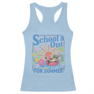 School's Out For Summer Racerback Tank Top Funny Raccoon Last Day of School Teacher TS14 Light Blue Print Your Wear