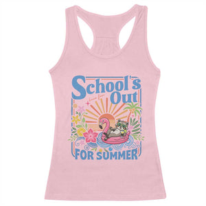 School's Out For Summer Racerback Tank Top Funny Raccoon Last Day of School Teacher TS14 Light Pink Print Your Wear