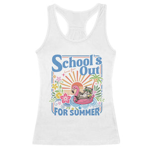 School's Out For Summer Racerback Tank Top Funny Raccoon Last Day of School Teacher TS14 White Print Your Wear
