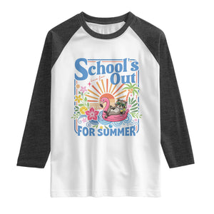 School's Out For Summer Raglan Shirt Funny Raccoon Last Day of School Teacher TS14 White Heather Charcoal Print Your Wear