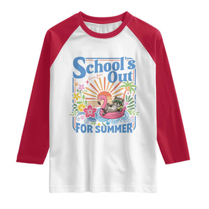 School's Out For Summer Raglan Shirt Funny Raccoon Last Day of School Teacher TS14 White Red Print Your Wear