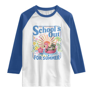 School's Out For Summer Raglan Shirt Funny Raccoon Last Day of School Teacher TS14 White Royal Print Your Wear